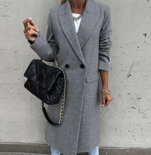 Classic Women's Tailored Coat with Decorative Buttons