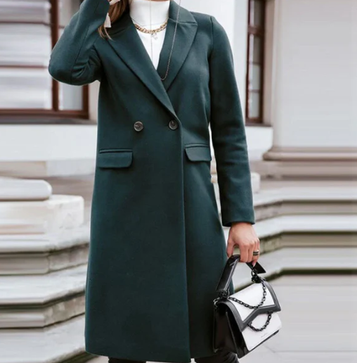 Classic Women's Tailored Coat with Decorative Buttons