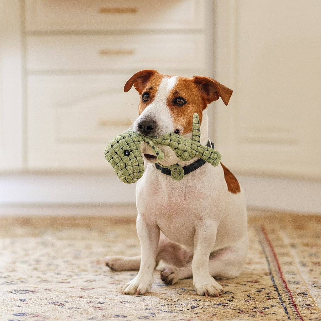 Indestructible Plush Dog Chew Toy - Durable Dino Design