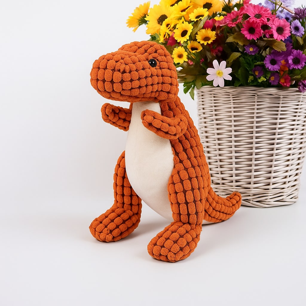 Indestructible Plush Dog Chew Toy - Durable Dino Design