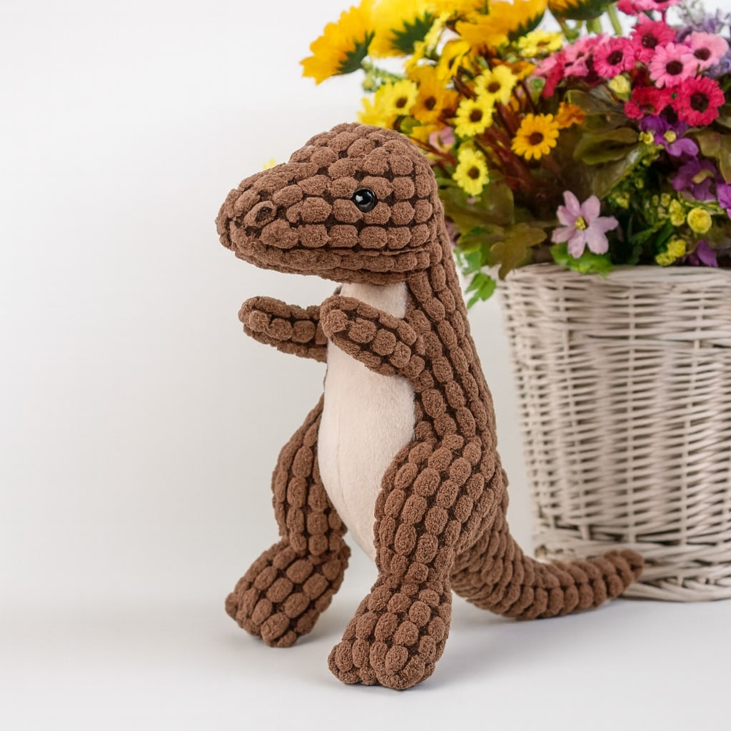 Indestructible Plush Dog Chew Toy - Durable Dino Design