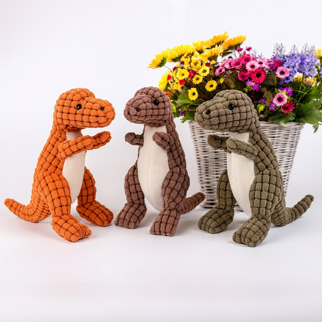 Indestructible Plush Dog Chew Toy - Durable Dino Design