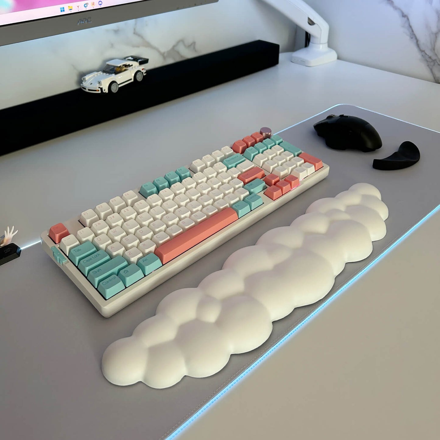Cloud-Shaped Ergonomic Keyboard and Mouse Wrist Rest