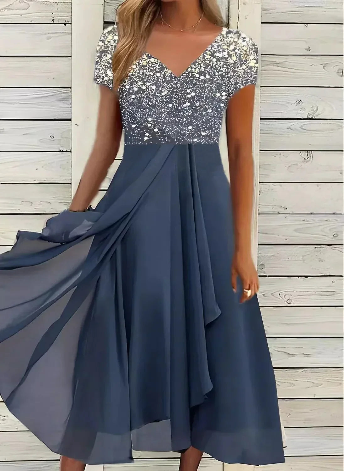 Airy Chiffon Draped Party Dress