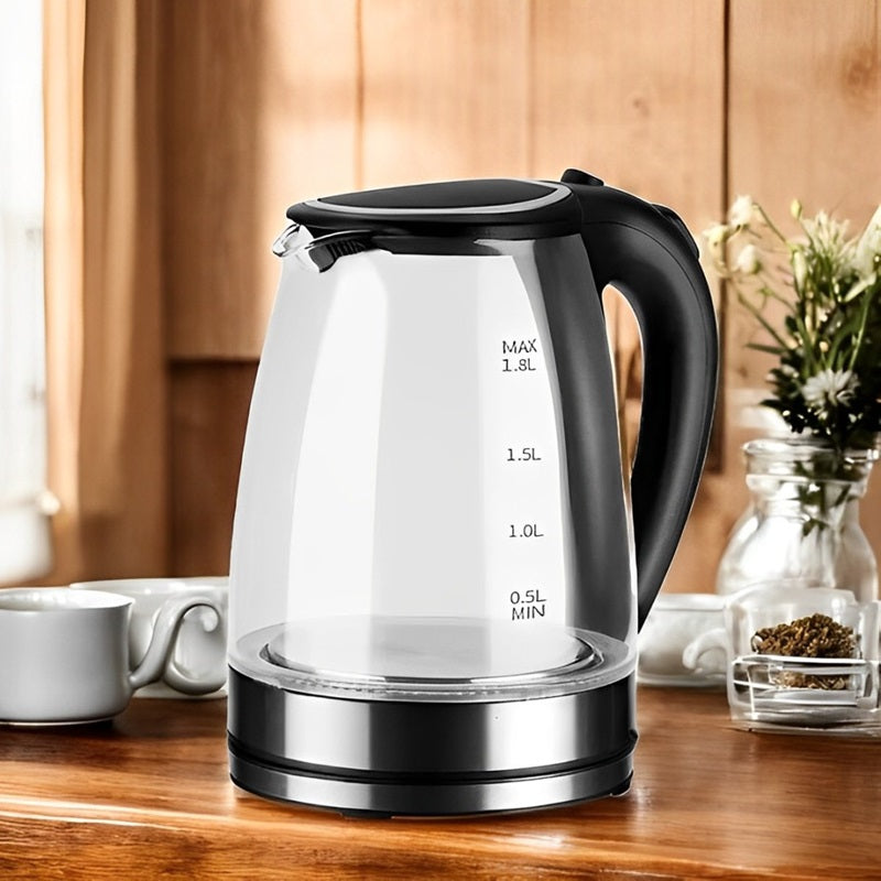 1.8L Cordless Electric Glass Kettle with LED Illumination