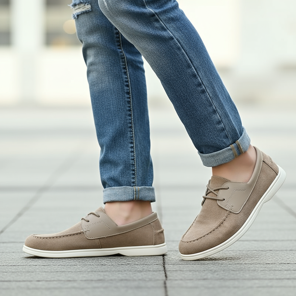 Men's Slip-On Urban Comfort Shoes in Khaki or Olive Gray
