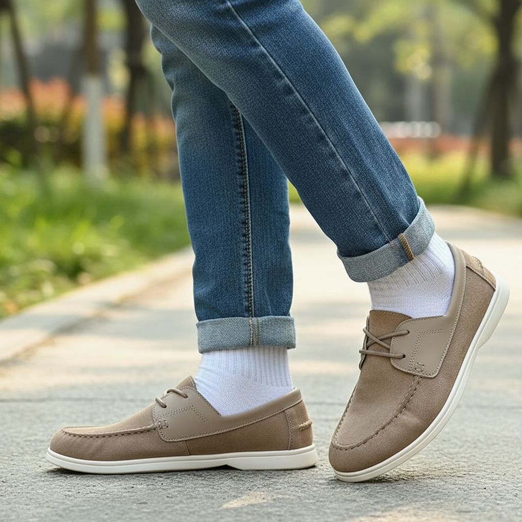 Men's Slip-On Urban Comfort Shoes in Khaki or Olive Gray