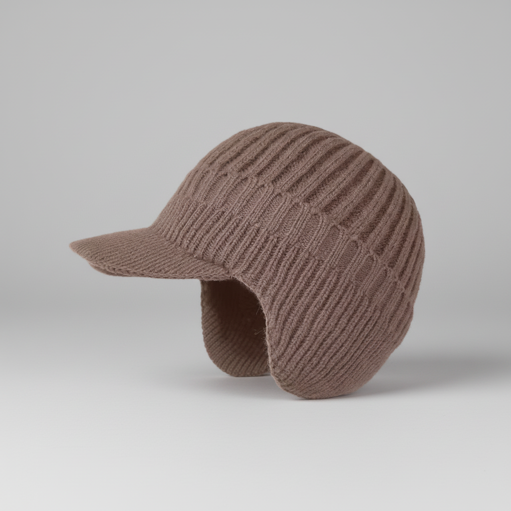 Cozy Knit Beanie Hat with Visor for Winter Outdoors
