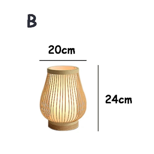 Japanese Style Bamboo Table Lamp with Rice Paper Shade
