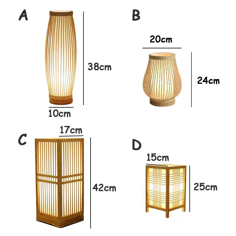 Japanese Style Bamboo Table Lamp with Rice Paper Shade