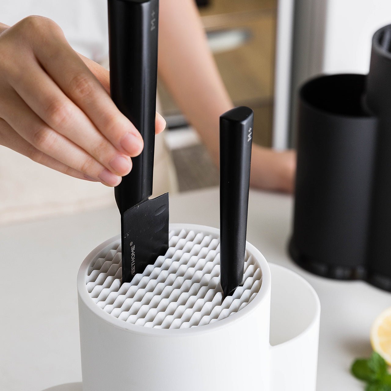 Kitchen Utensil Holder with Knife Block and Scissors Storage