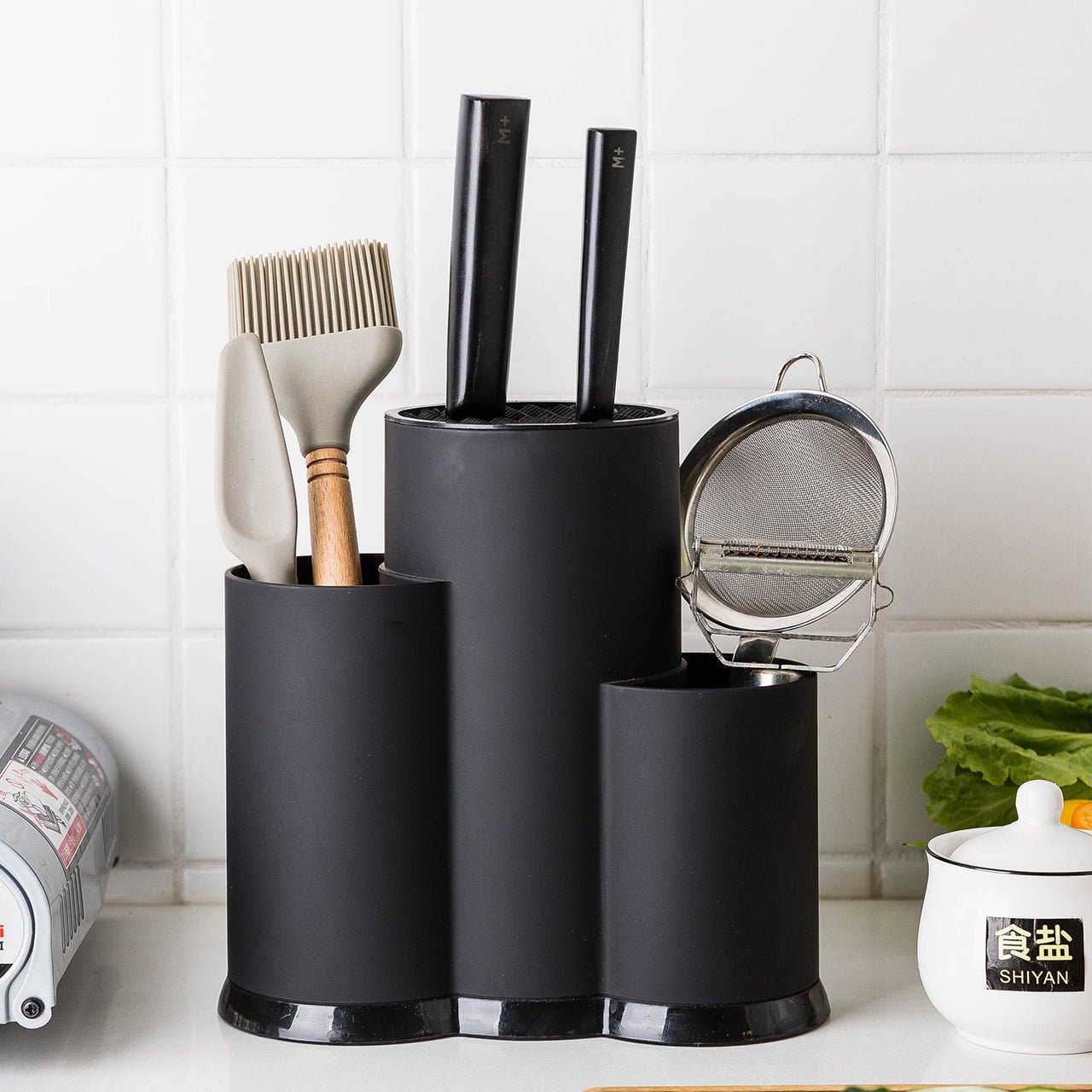 Kitchen Utensil Holder with Knife Block and Scissors Storage