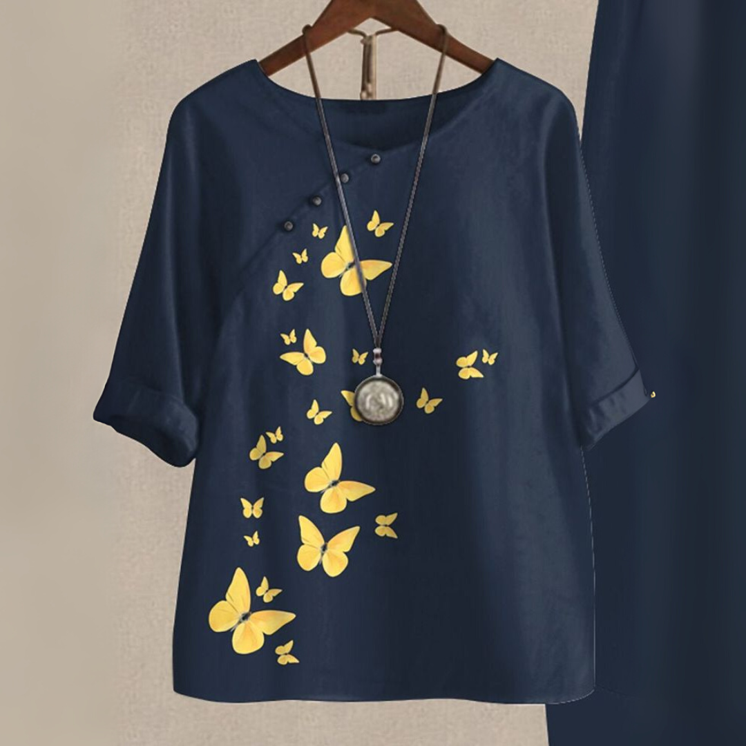 Elegant Women's Blouse and Pants Set in Soft Polyester