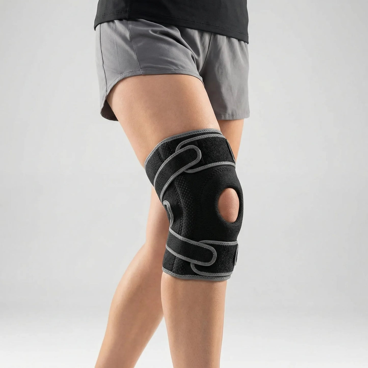 Adjustable Knee Support with Shock-Absorbing Springs and Non-Slip Fit