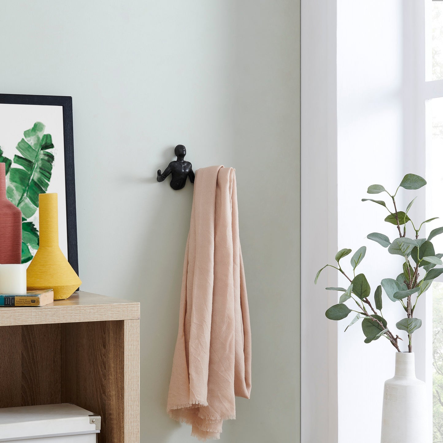 Black Cast Iron "Palms Up" Wall Hooks for Towels and Bags