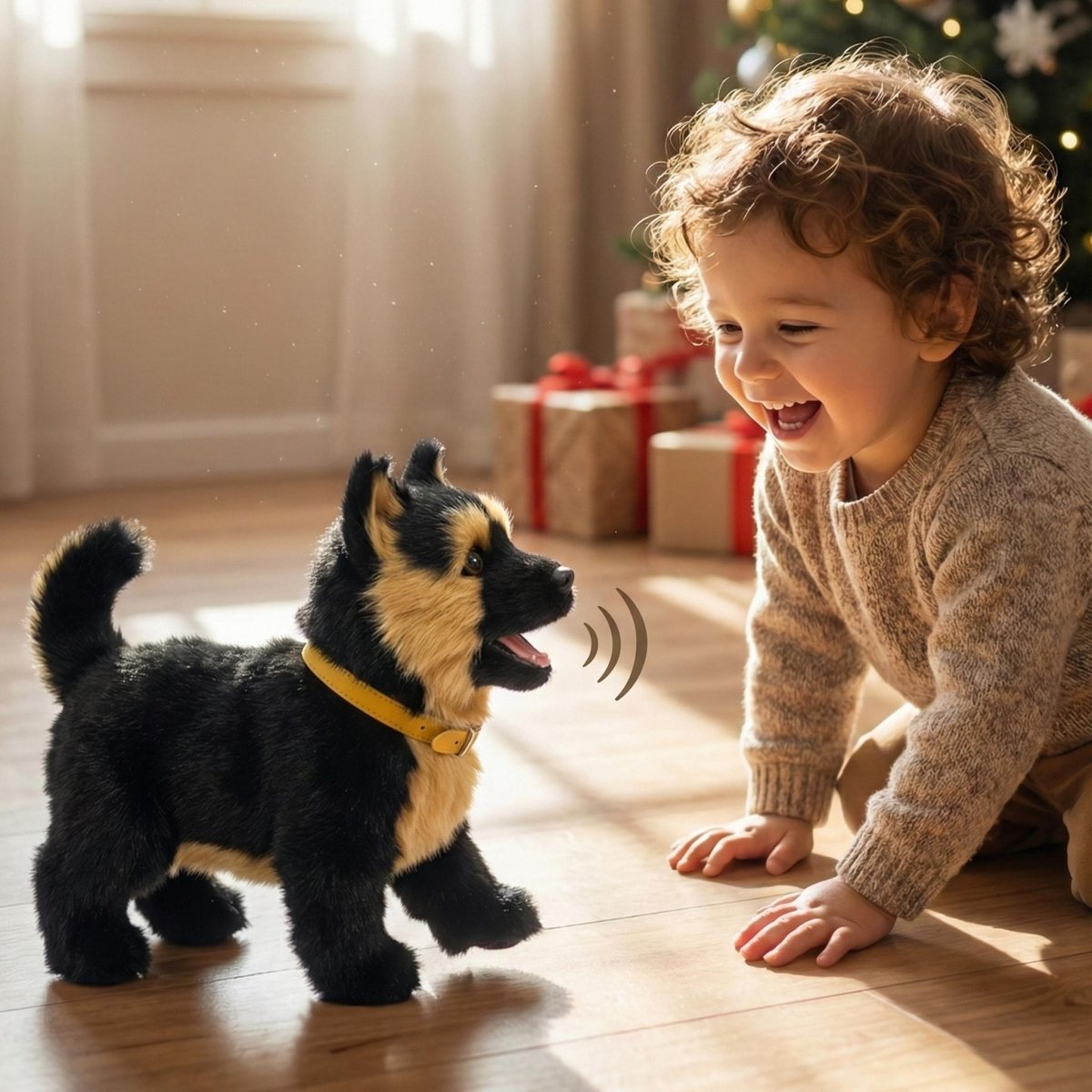 Interactive Plush Robot Dog with Realistic Movements and Sounds