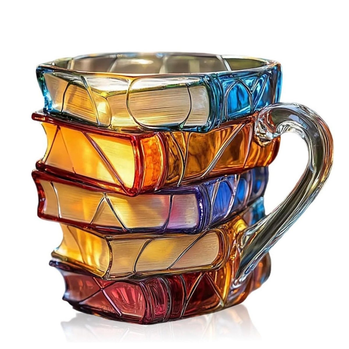 Book Stack Glass Mug with Colorful Translucent Panels