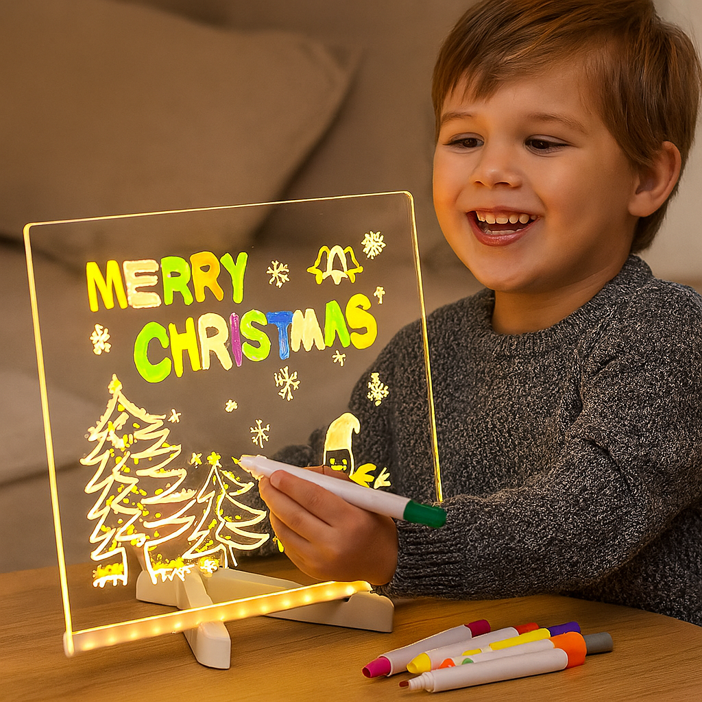 LED Acrylic Drawing Board for Kids with USB Light and Adjustable Stand