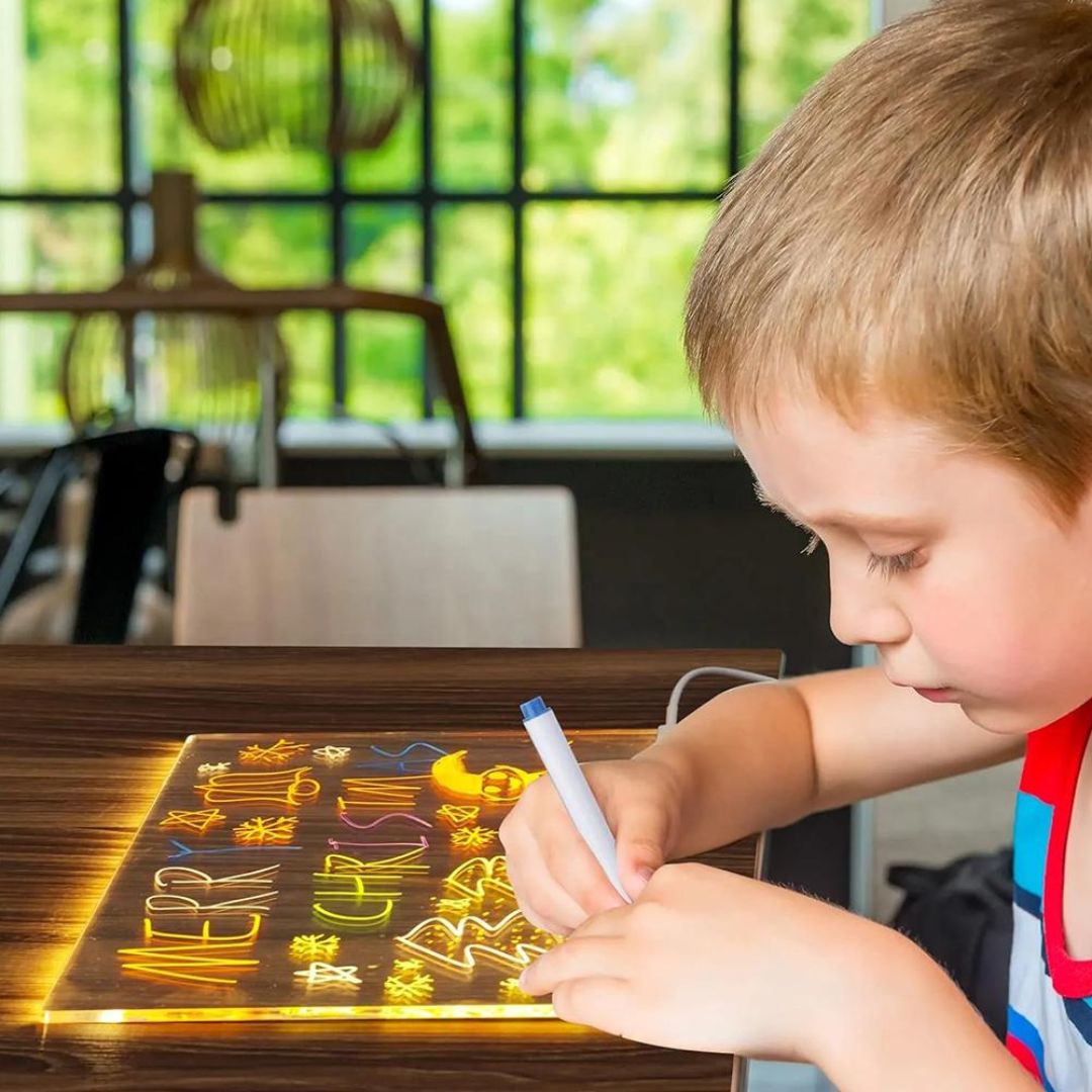 LED Acrylic Drawing Board for Kids with USB Light and Adjustable Stand