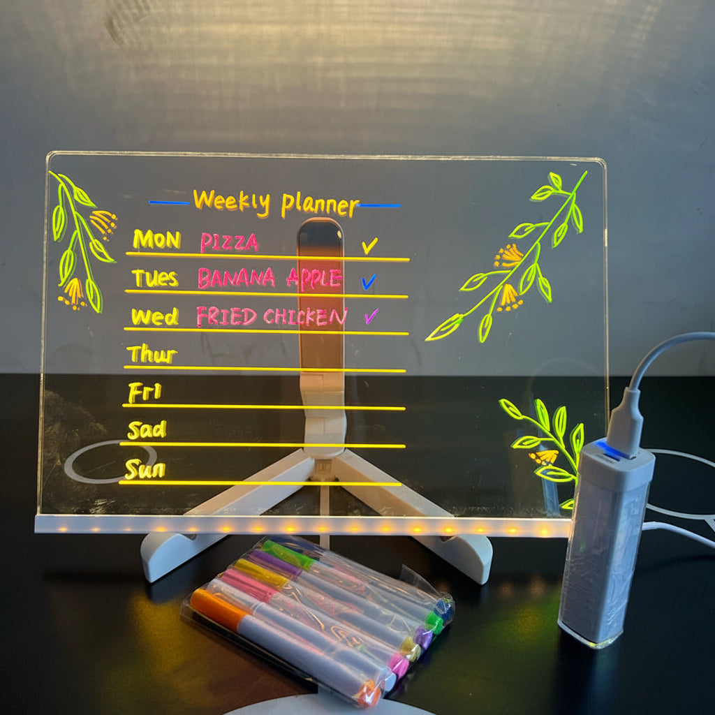 LED Acrylic Drawing Board for Kids with USB Light and Adjustable Stand