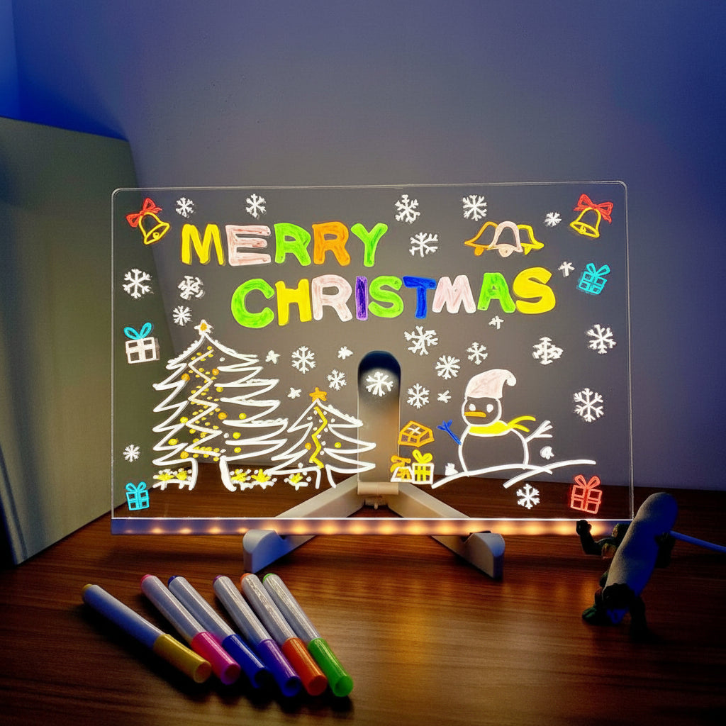 LED Acrylic Drawing Board for Kids with USB Light and Adjustable Stand