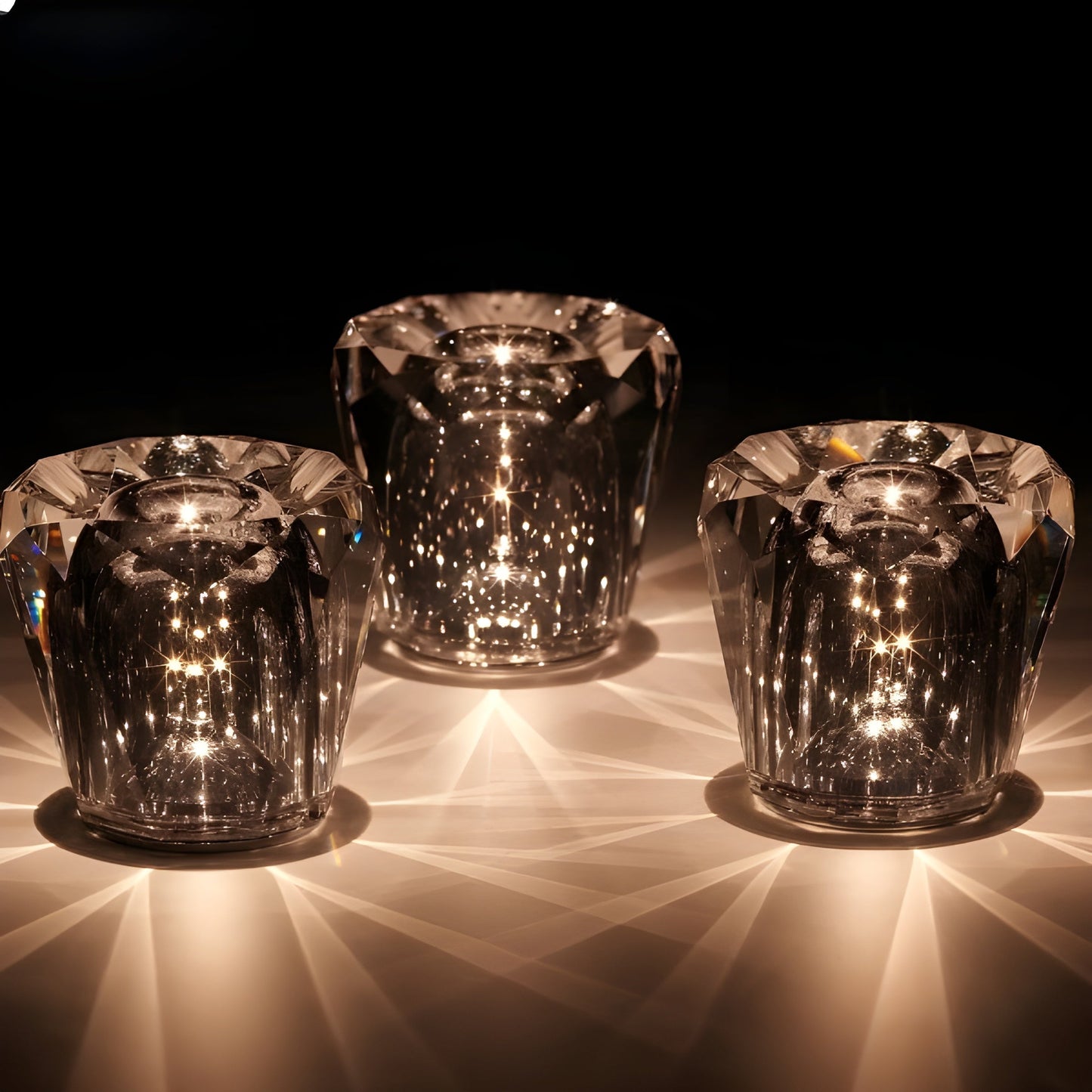 Crystal LED Table Lamp with 360° Light Projection - Wireless & USB Rechargeable