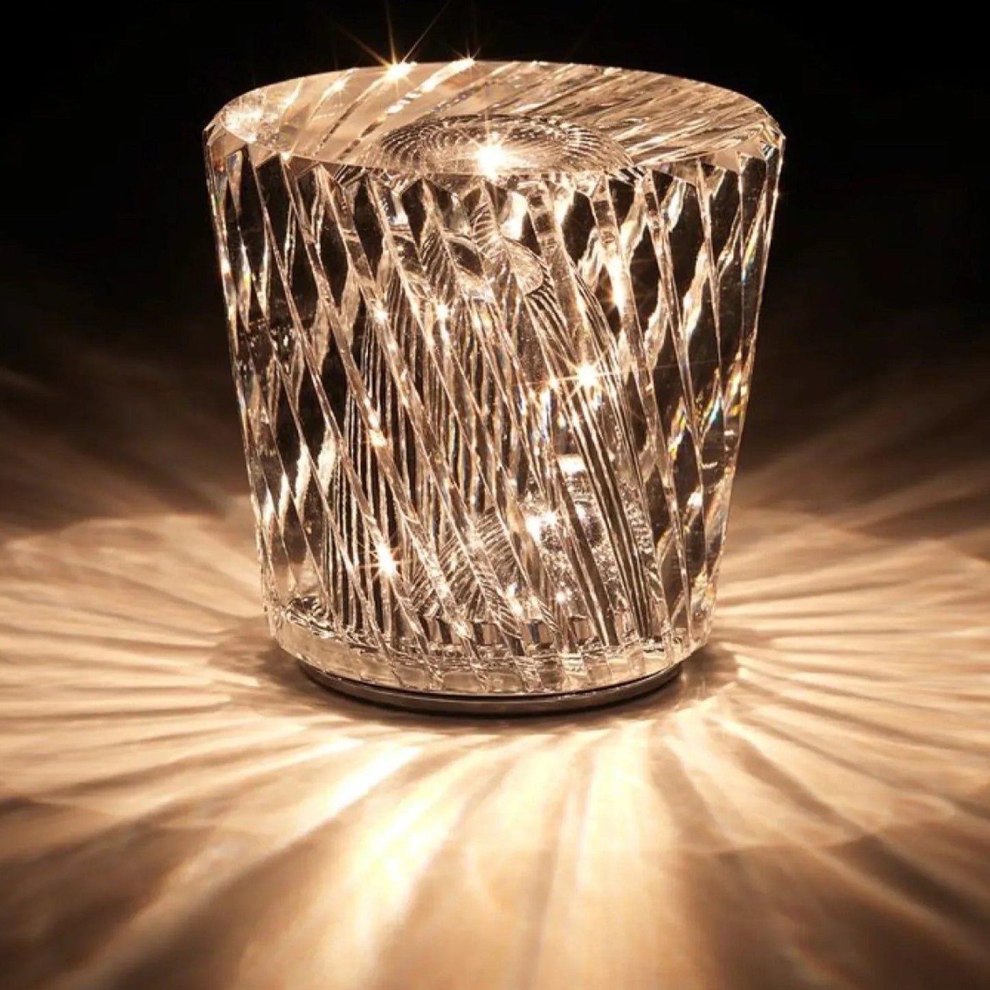 Crystal LED Table Lamp with 360° Light Projection - Wireless & USB Rechargeable