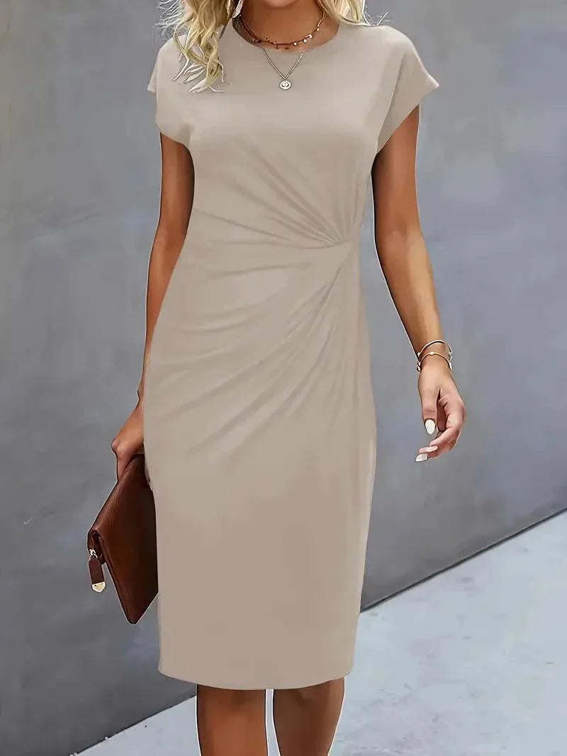 Flattering Round Neck Midi Dress for Women