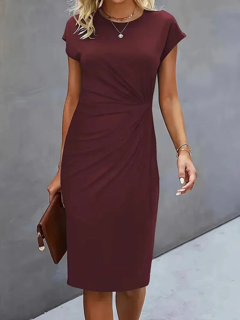 Flattering Round Neck Midi Dress for Women