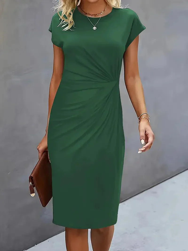 Flattering Round Neck Midi Dress for Women