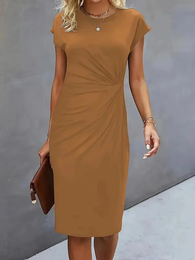 Flattering Round Neck Midi Dress for Women