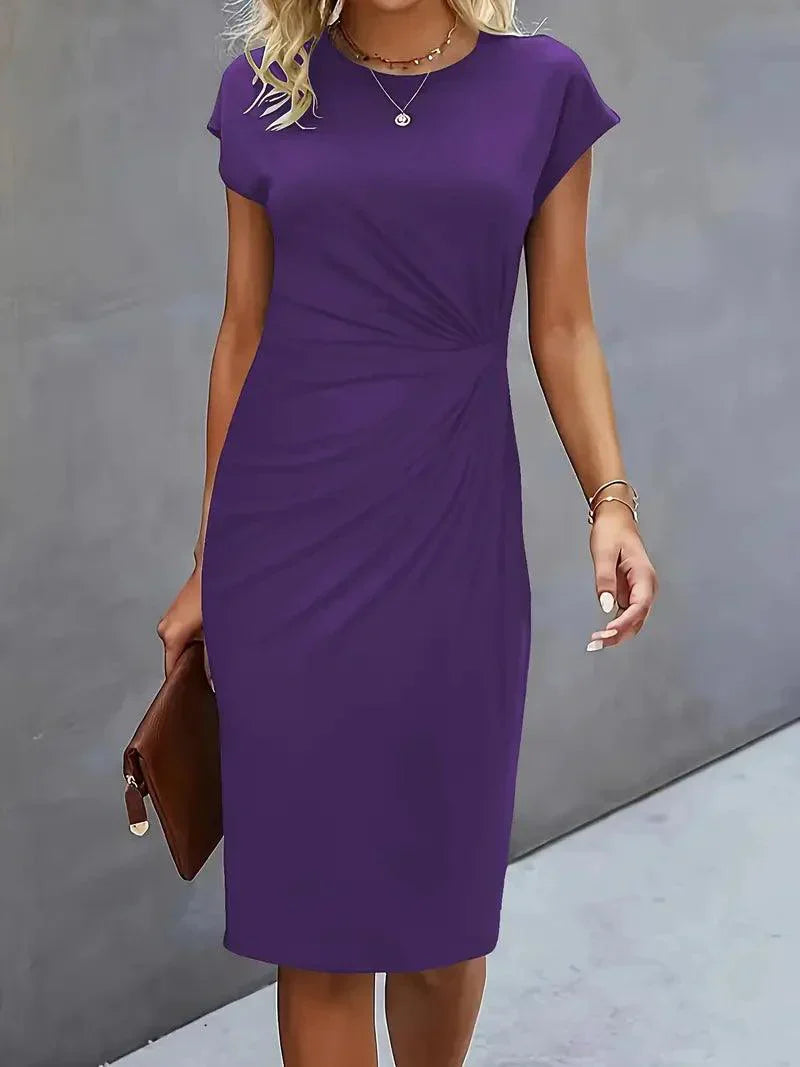 Flattering Round Neck Midi Dress for Women