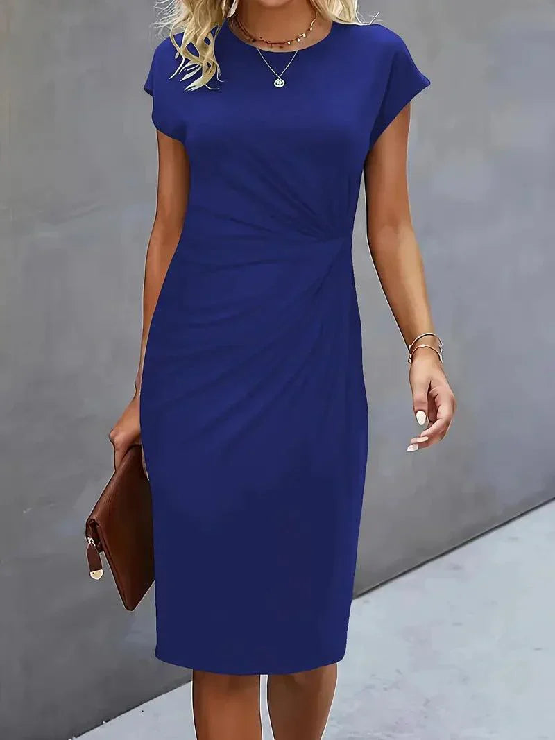 Flattering Round Neck Midi Dress for Women