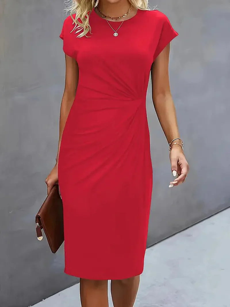 Flattering Round Neck Midi Dress for Women