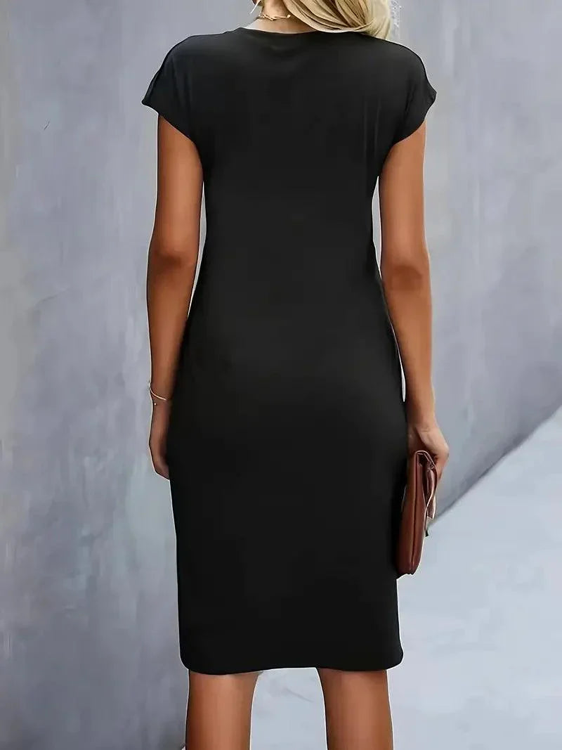 Flattering Round Neck Midi Dress for Women