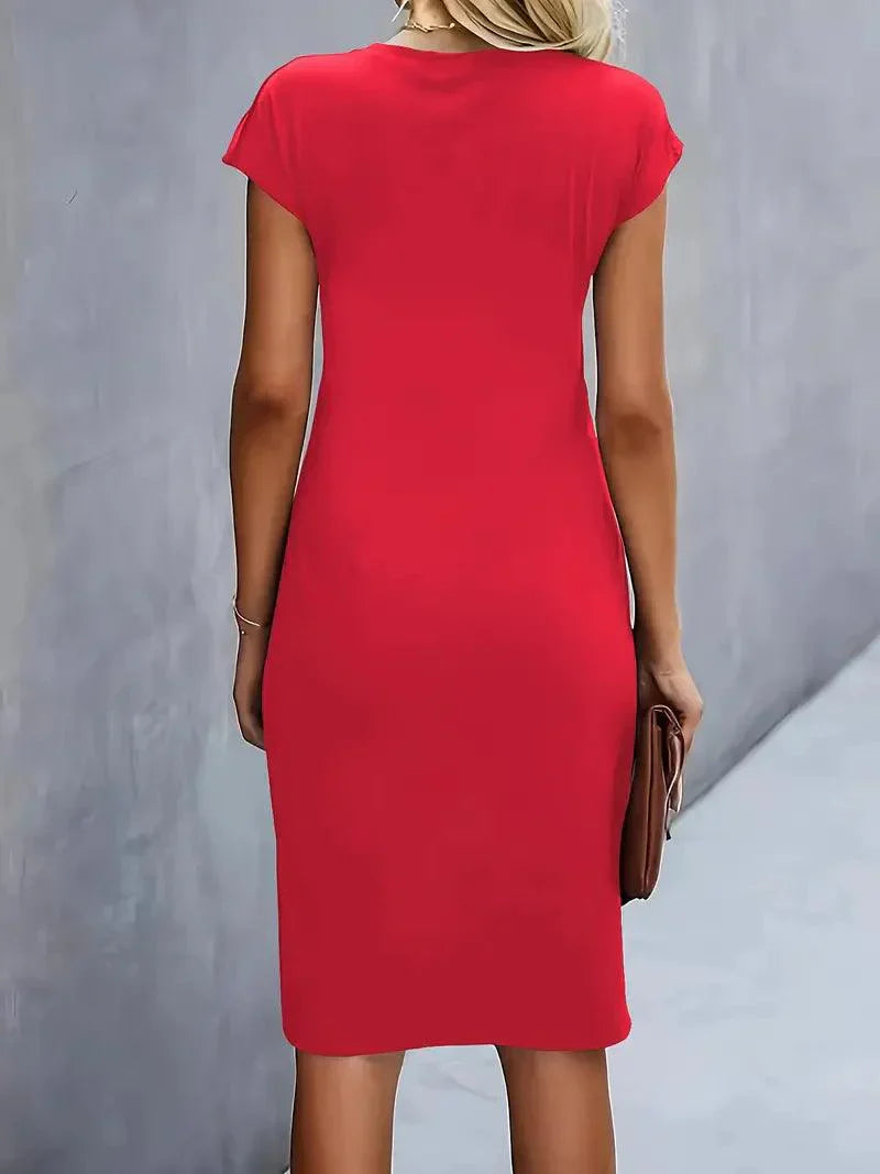 Flattering Round Neck Midi Dress for Women