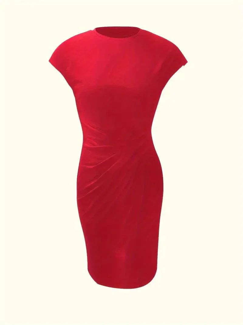 Flattering Round Neck Midi Dress for Women