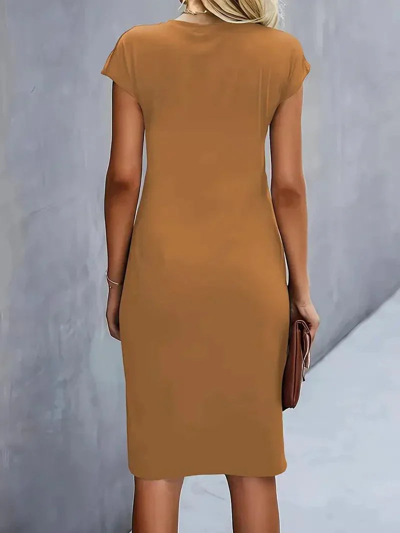 Flattering Round Neck Midi Dress for Women