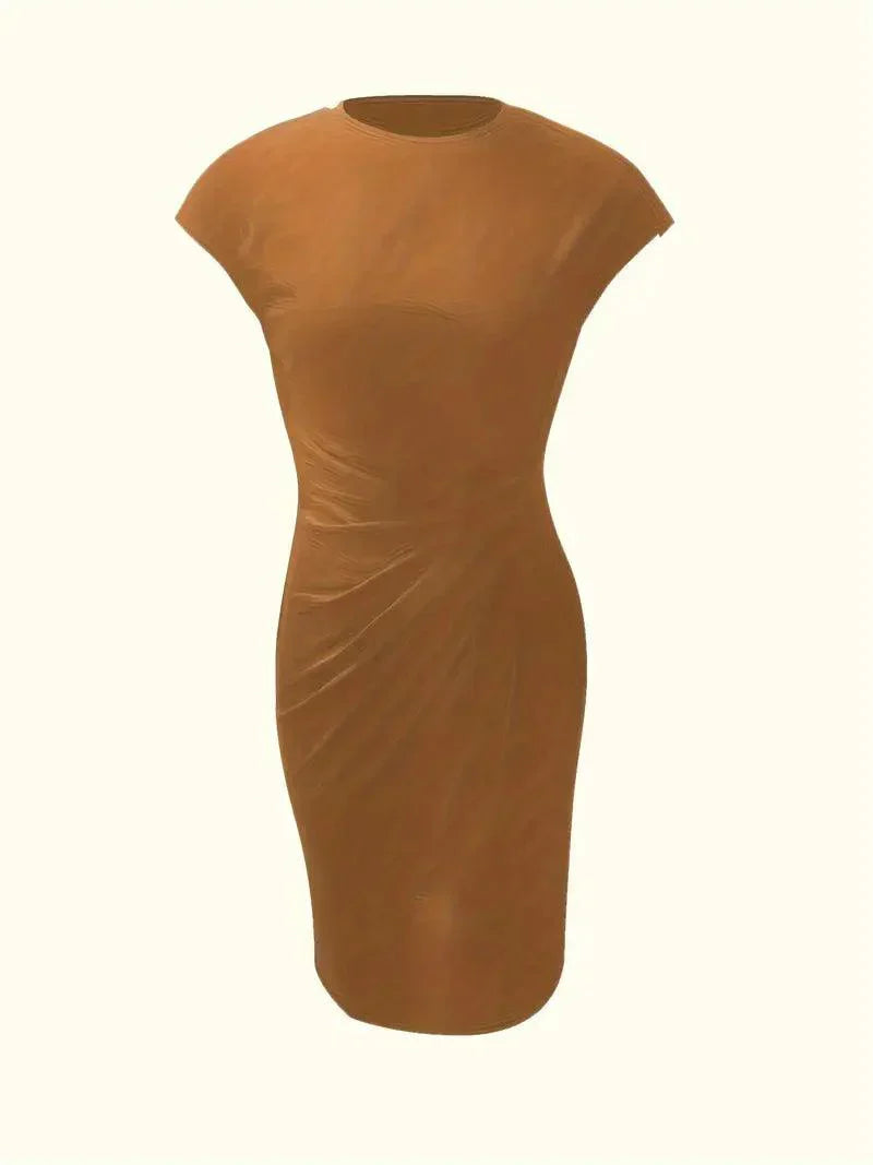 Flattering Round Neck Midi Dress for Women