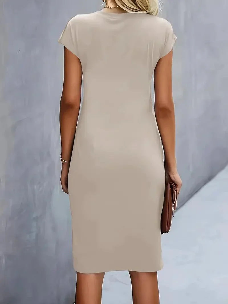 Flattering Round Neck Midi Dress for Women