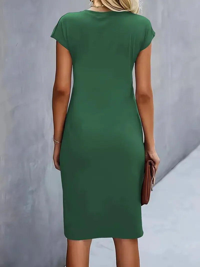 Flattering Round Neck Midi Dress for Women