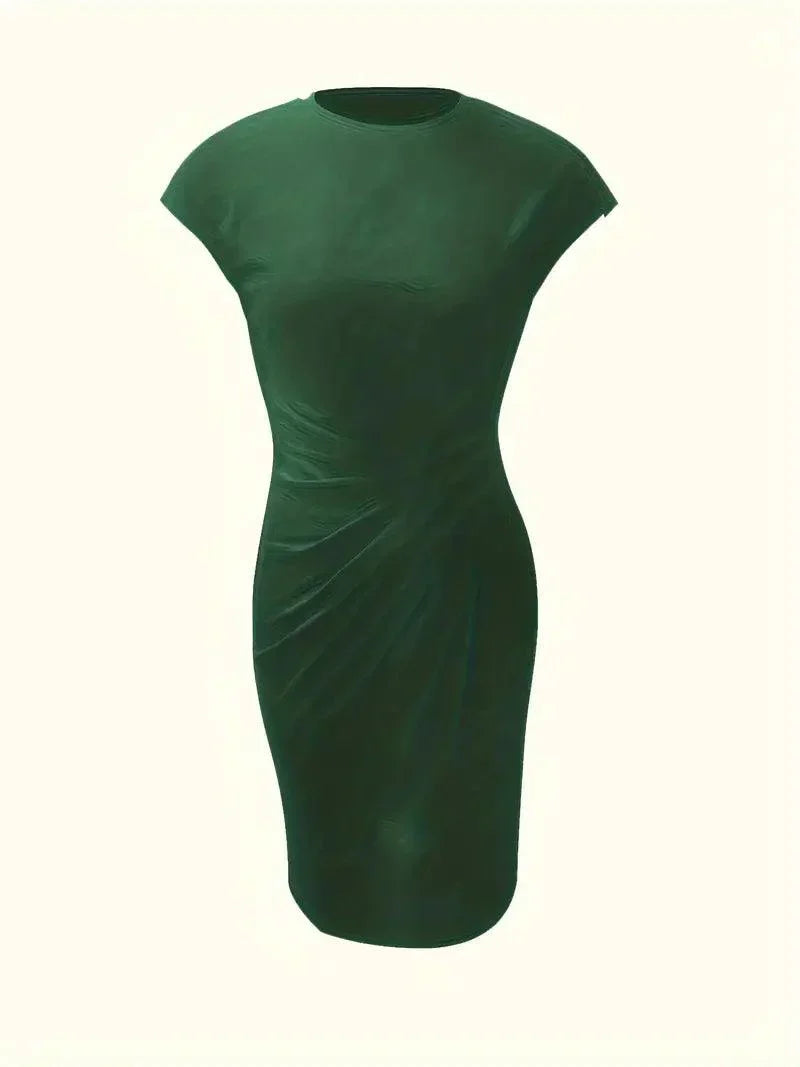 Flattering Round Neck Midi Dress for Women
