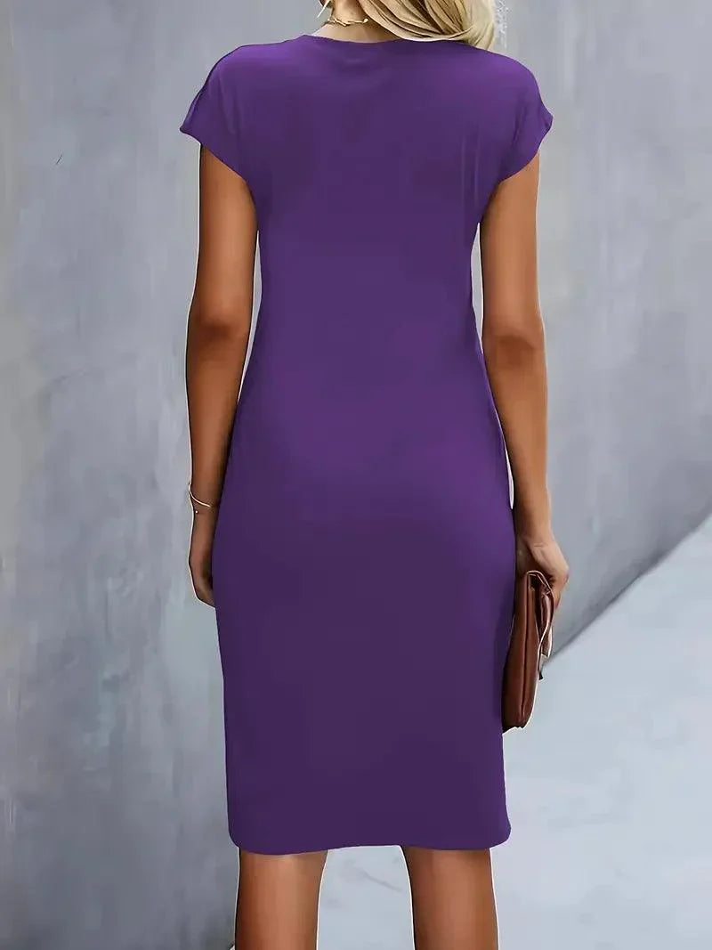 Flattering Round Neck Midi Dress for Women