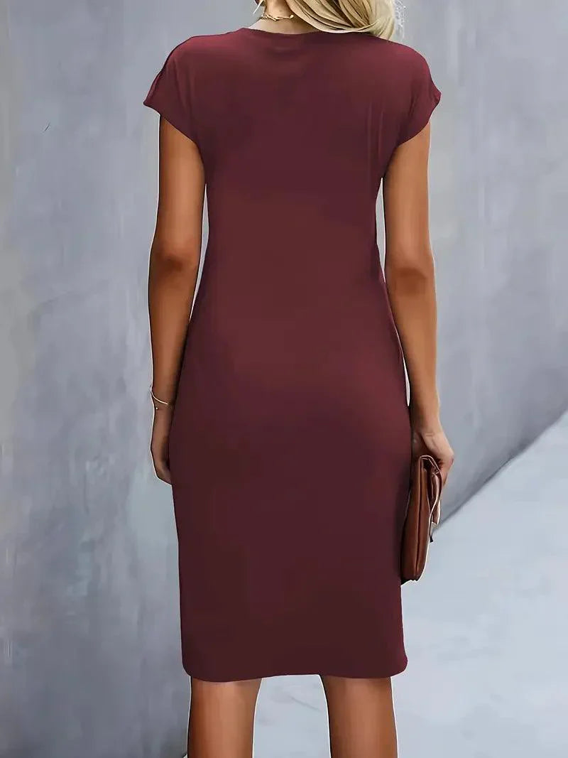 Flattering Round Neck Midi Dress for Women