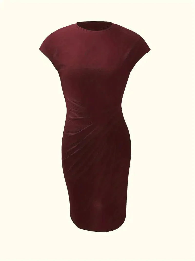Flattering Round Neck Midi Dress for Women