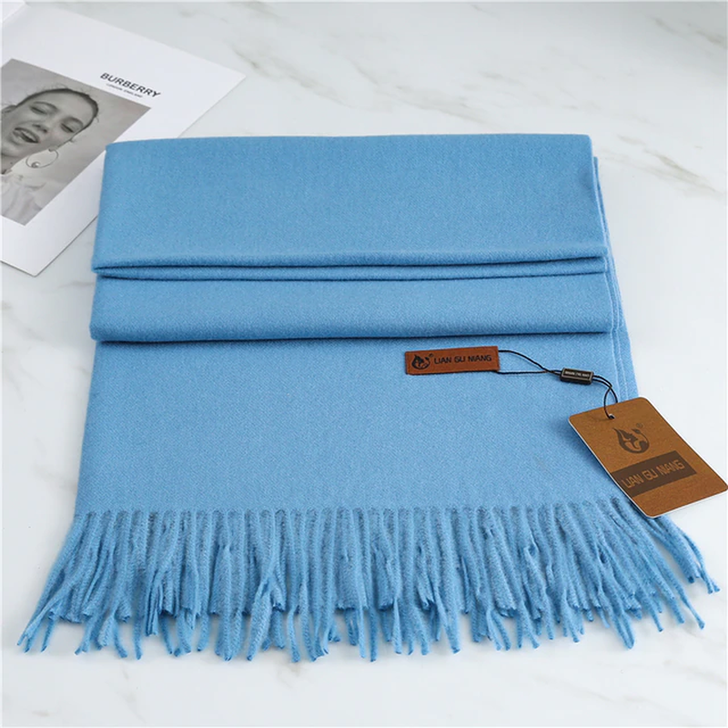 Cashmere Winter Scarf with Fringed Edges