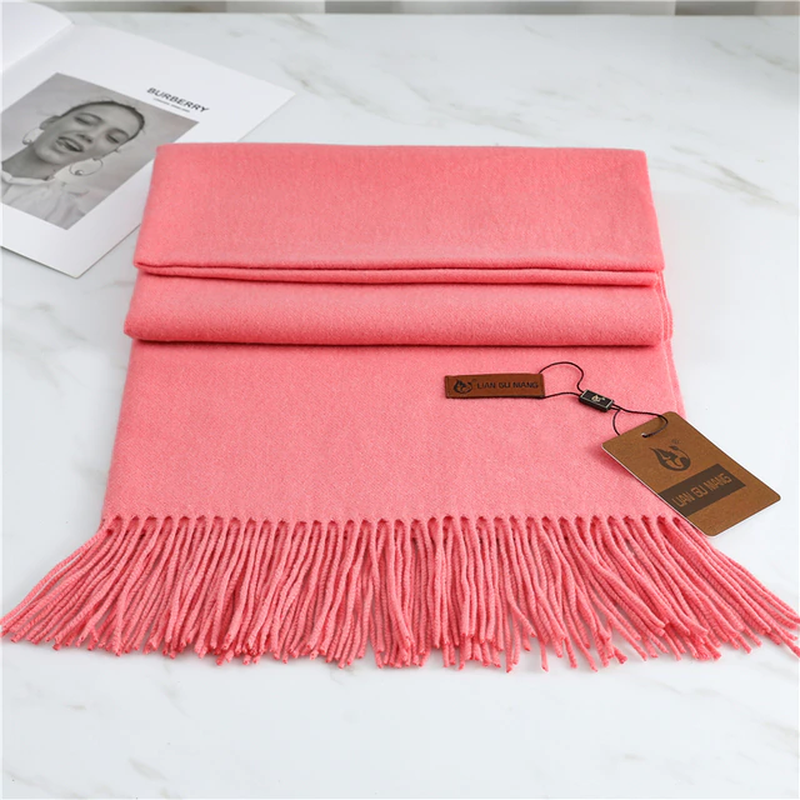 Cashmere Winter Scarf with Fringed Edges
