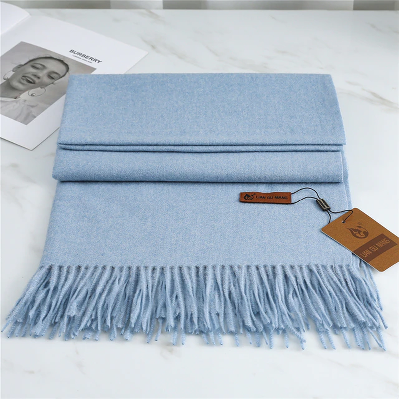 Cashmere Winter Scarf with Fringed Edges