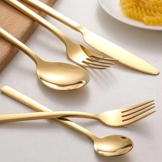 30-Piece Stainless Steel Cutlery Set in Gold, Black, Silver, or Rose Gold