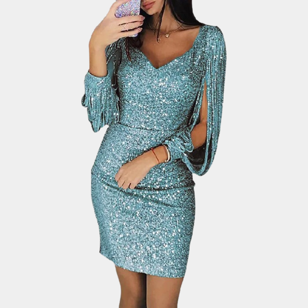 Glamorous Sequin Dress with Elegant Sleeves for Women